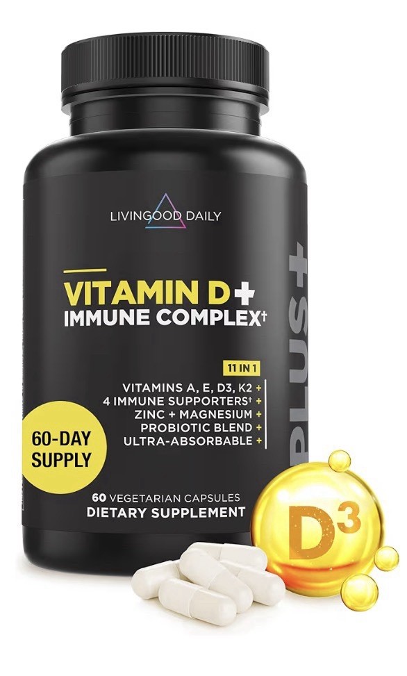 Livingood Daily Vitamin D + Immune Complex D3 K2 4000 IU Supplement 60Day Supply