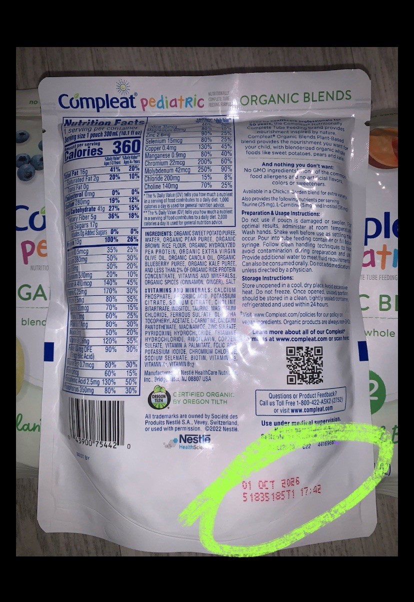 Compleat Pediatric Organic Blends Plant Base Blended Tube Feeding – 1 BOX of 35