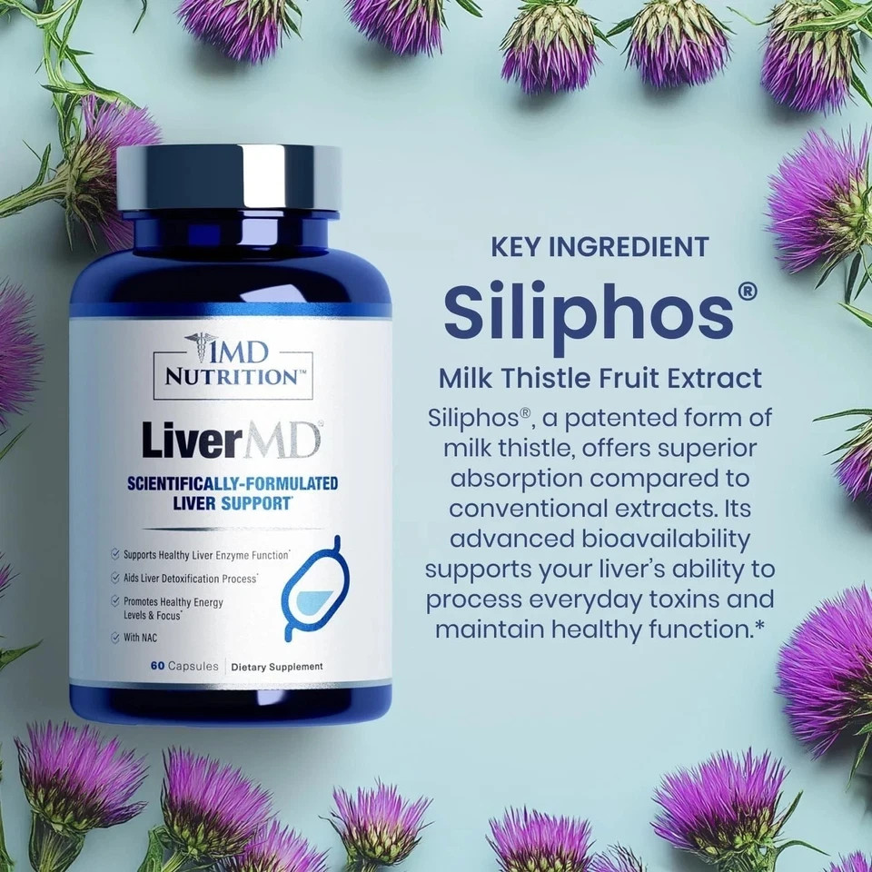 LiverMD by 1MD-Liver Support with Siliphos Milk Thistle & NAC-60 Capsules pack 2