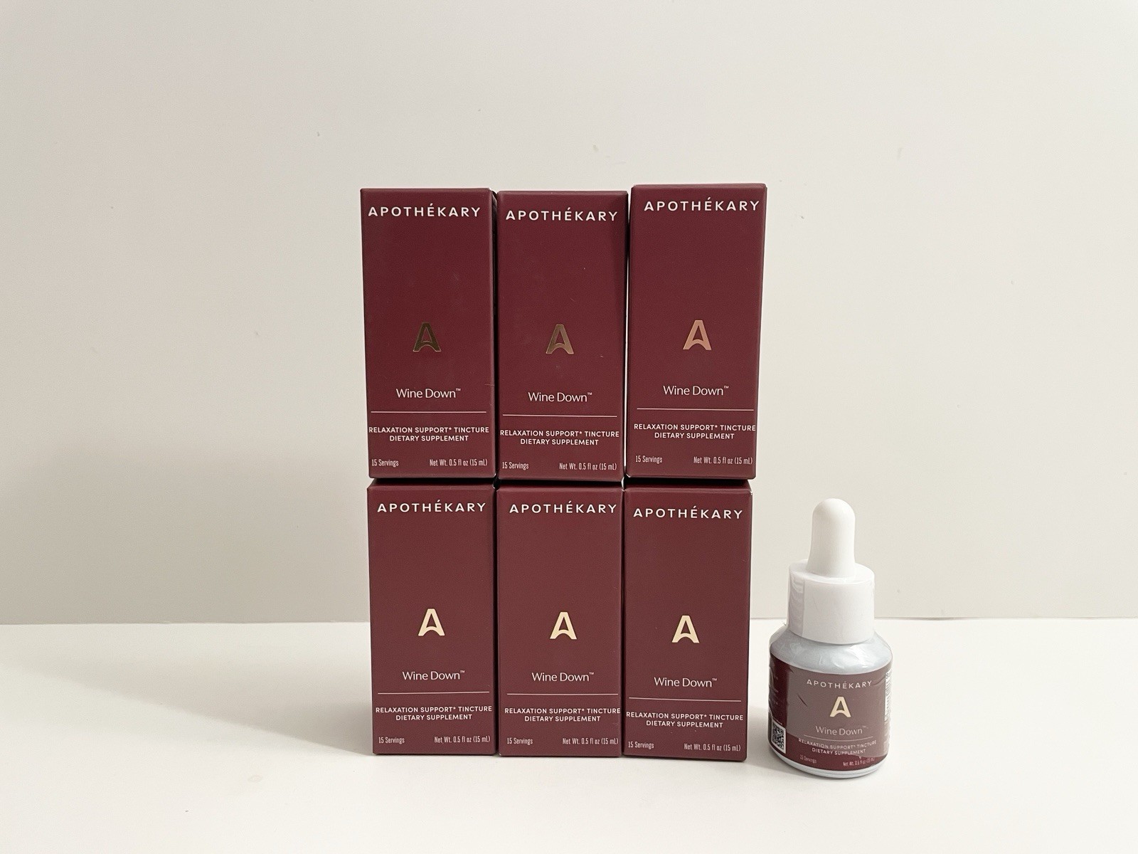 6 Apothekary Wine Down Relaxation Support Tincture Dietary Supplement 0.5 fl oz