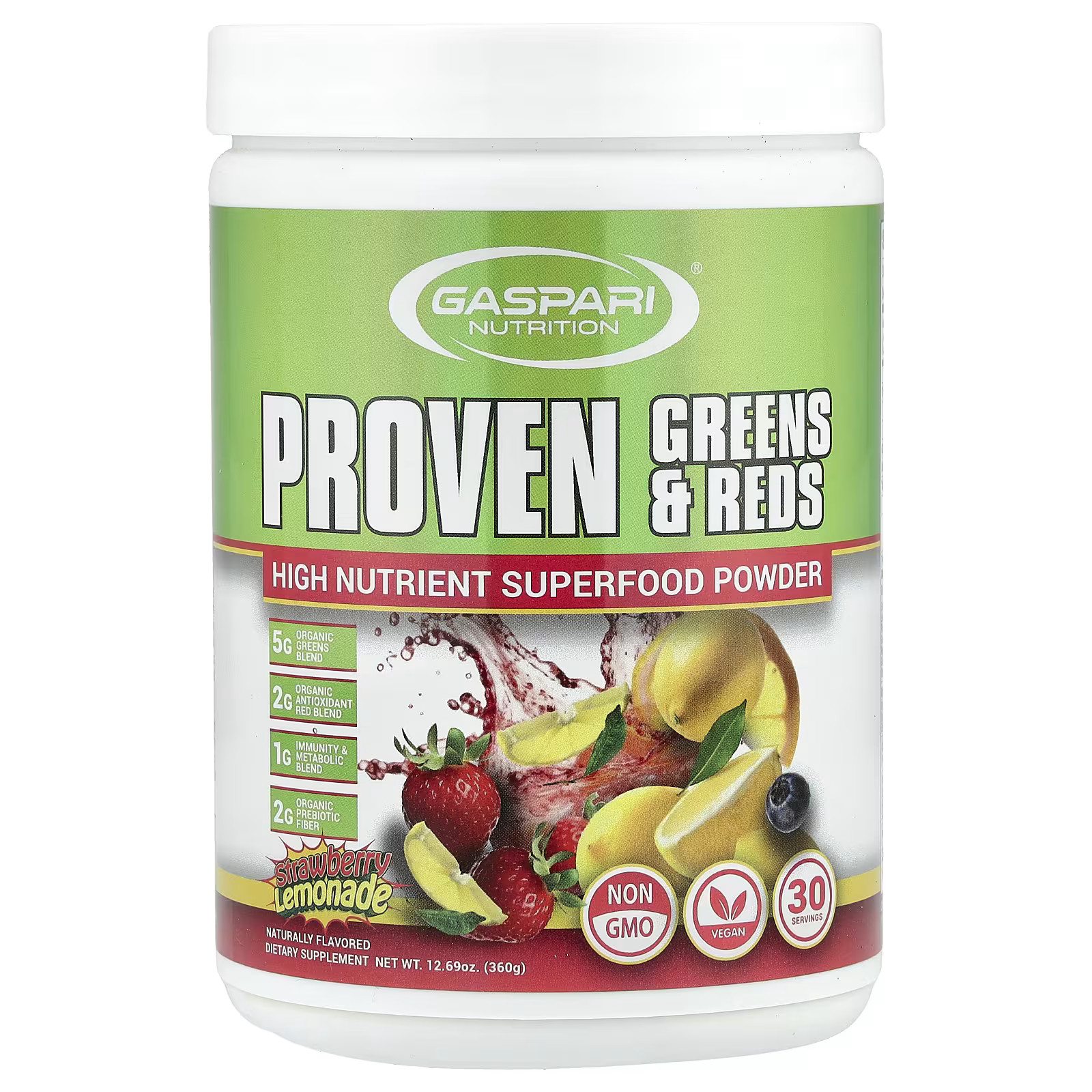 2 X Gaspari Nutrition, Proven Greens & Reds, Strawberry Lemonade, 12.69 oz (360