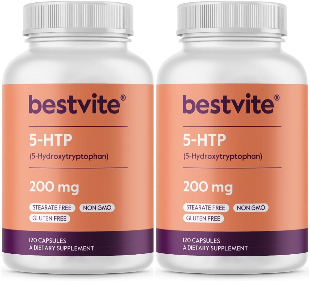 5-HTP 200Mg per Capsule (240 Capsules) (120 X 2) – No Stearates or Flow Agent…