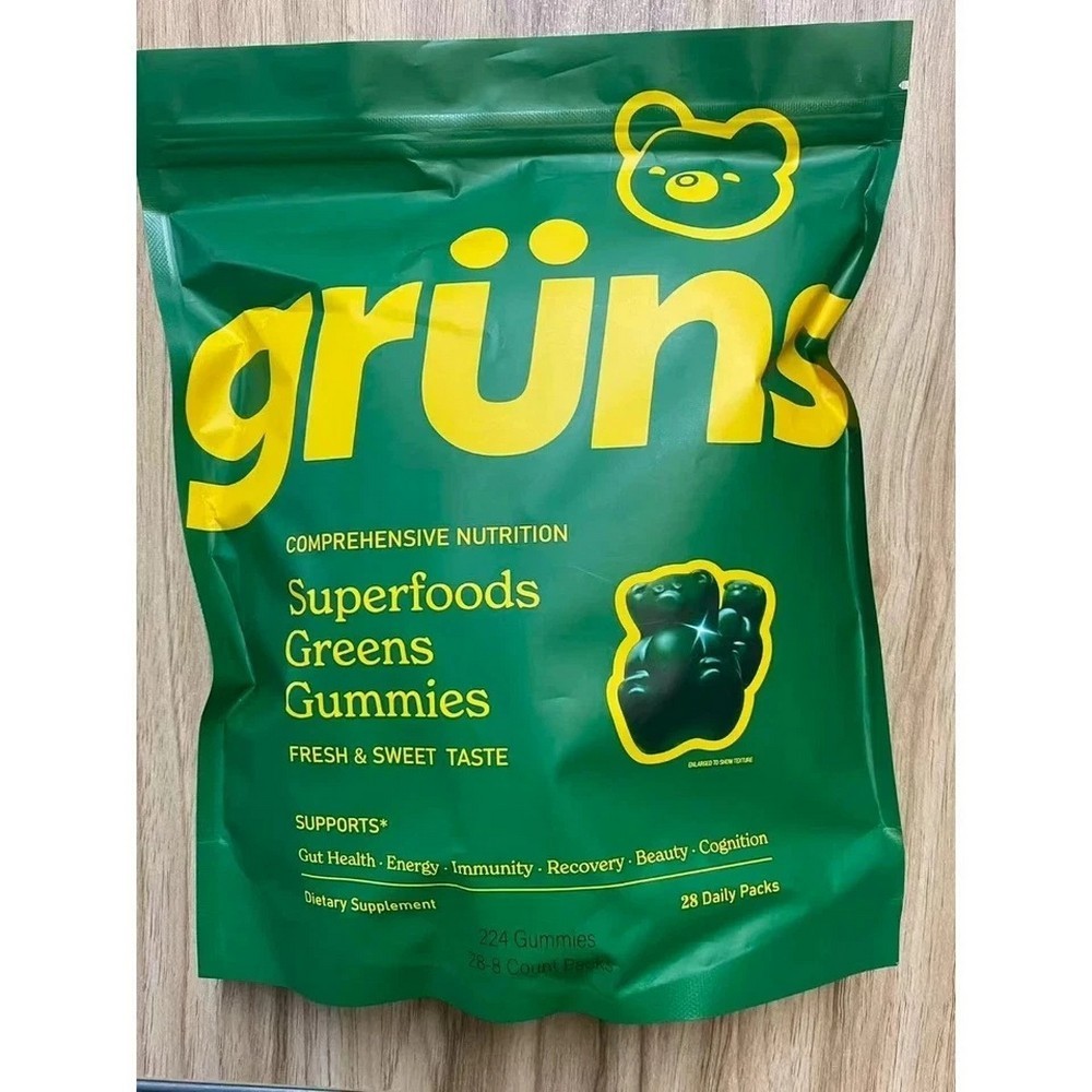Gruns Adults Superfood Greens Gummies 28 Pack Daily Super Greens Supplement