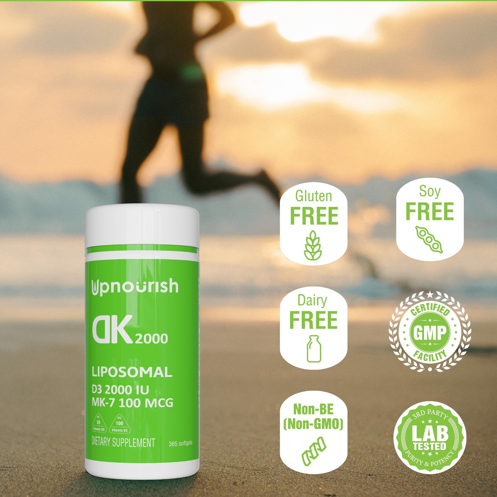 UpNourish Liposomal Vitamin D3 K2 2000 IU with K2 MK-7 100 mcg – 365 Vitamin …