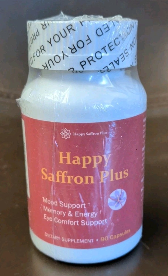 Happy Saffron Plus Mood Support, Memory & Energy Exp 3/23/2028, 90 Capsules