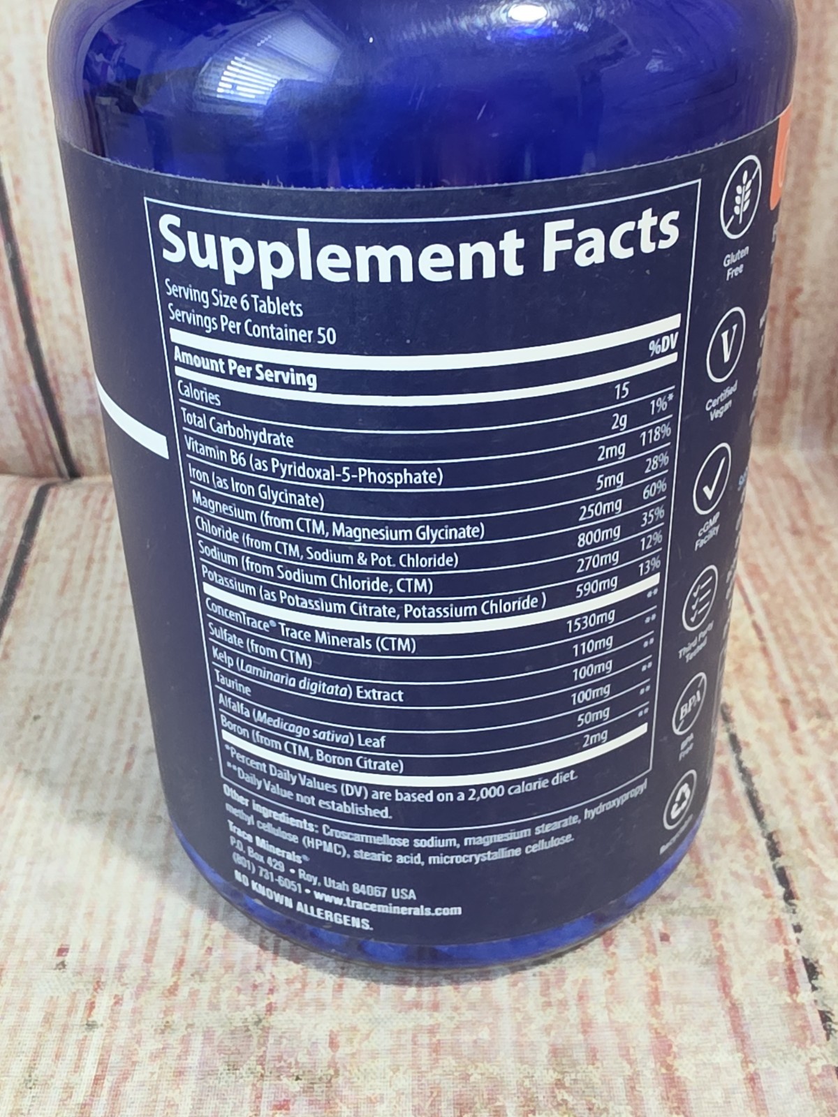 NEW SEALED Trace Electrolyte Stamina Big Bottle 300 tabs Factory Sealed 09/2027