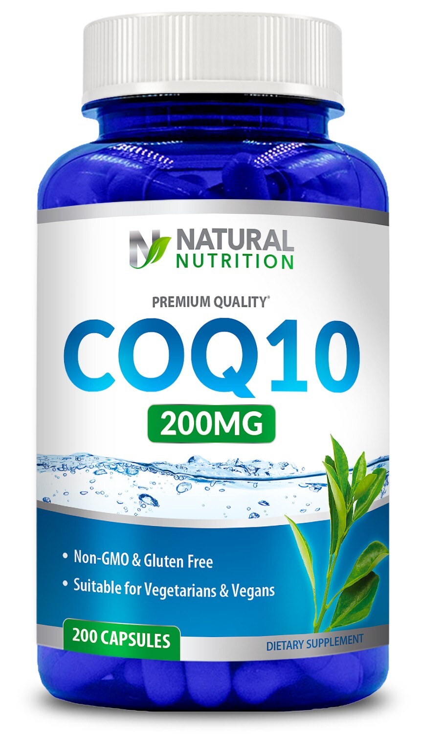 CoQ10 for Heart Function 200mg / 200 Capsules / NON GMO & GLUTEN FREE / Free Sh