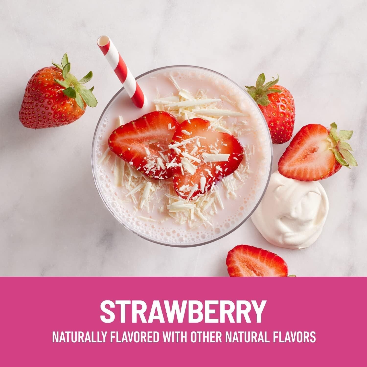 Meal Replacement Protein Shake, Strawberry Flavor, 12 Pack with 24 Vitamins