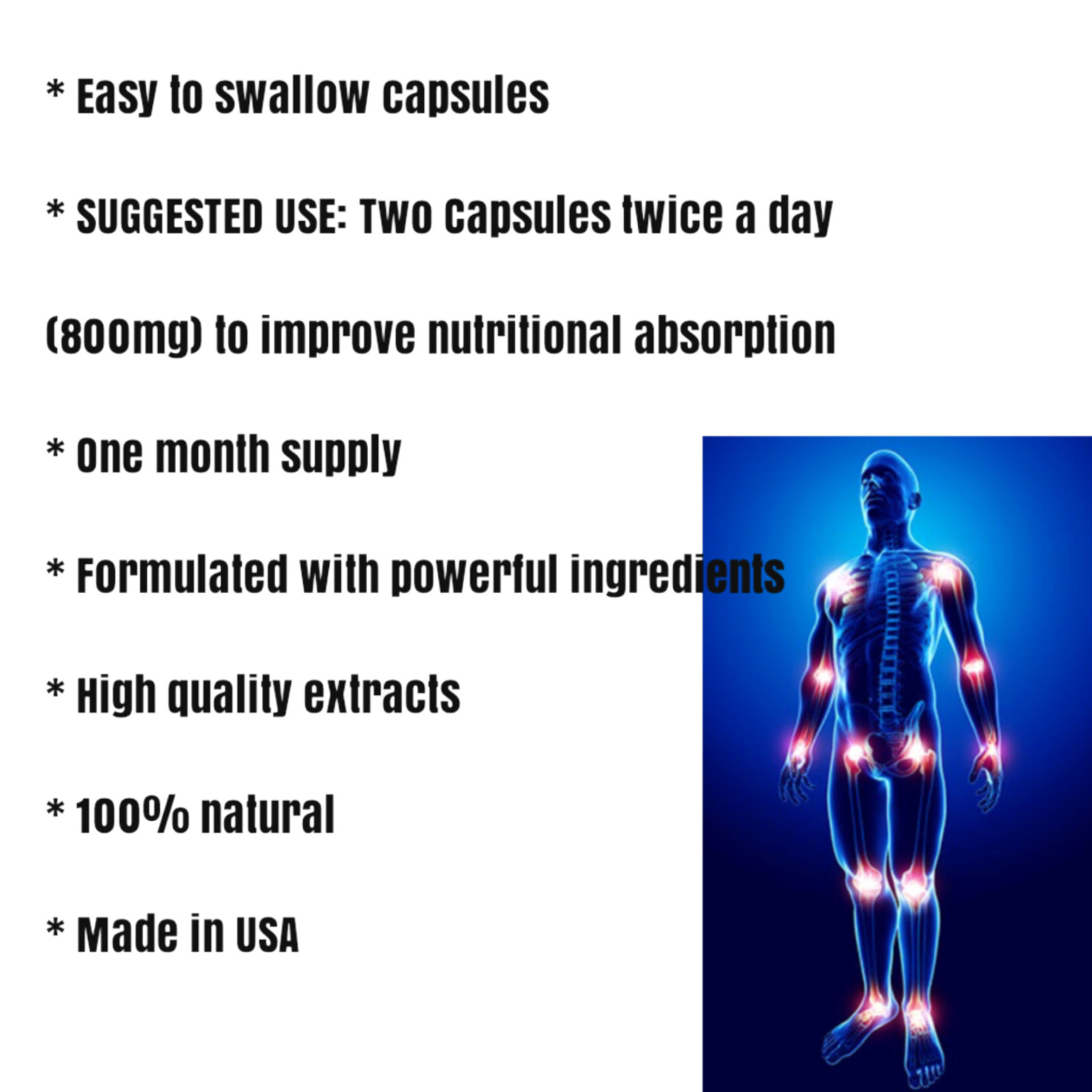 Arthritis Supplement Joint Formula L-Histidine, Thunder God Vine Extract 20:1.
