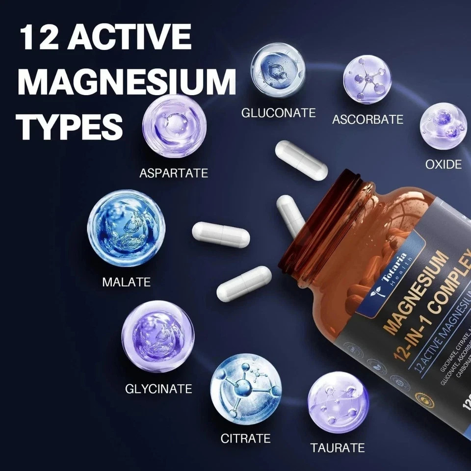 2PACK Magnesium 12 in 1 Complex – 700mg Dietary Supplement 120 Capsules hot sale