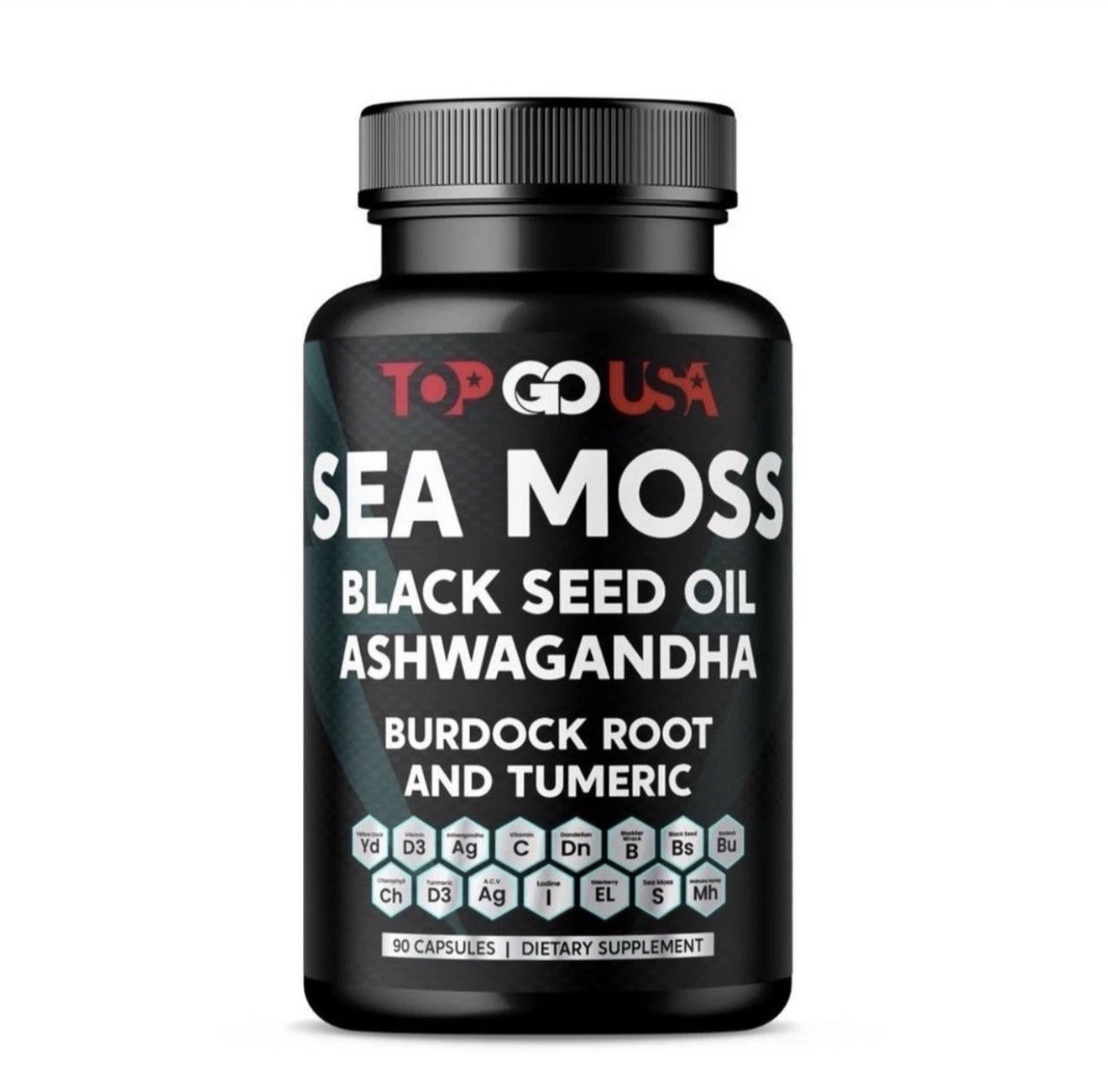 3 Pack Sea Moss Black Seed Oil Ashwagandha Burdock Root Turmeric 270 Capsules