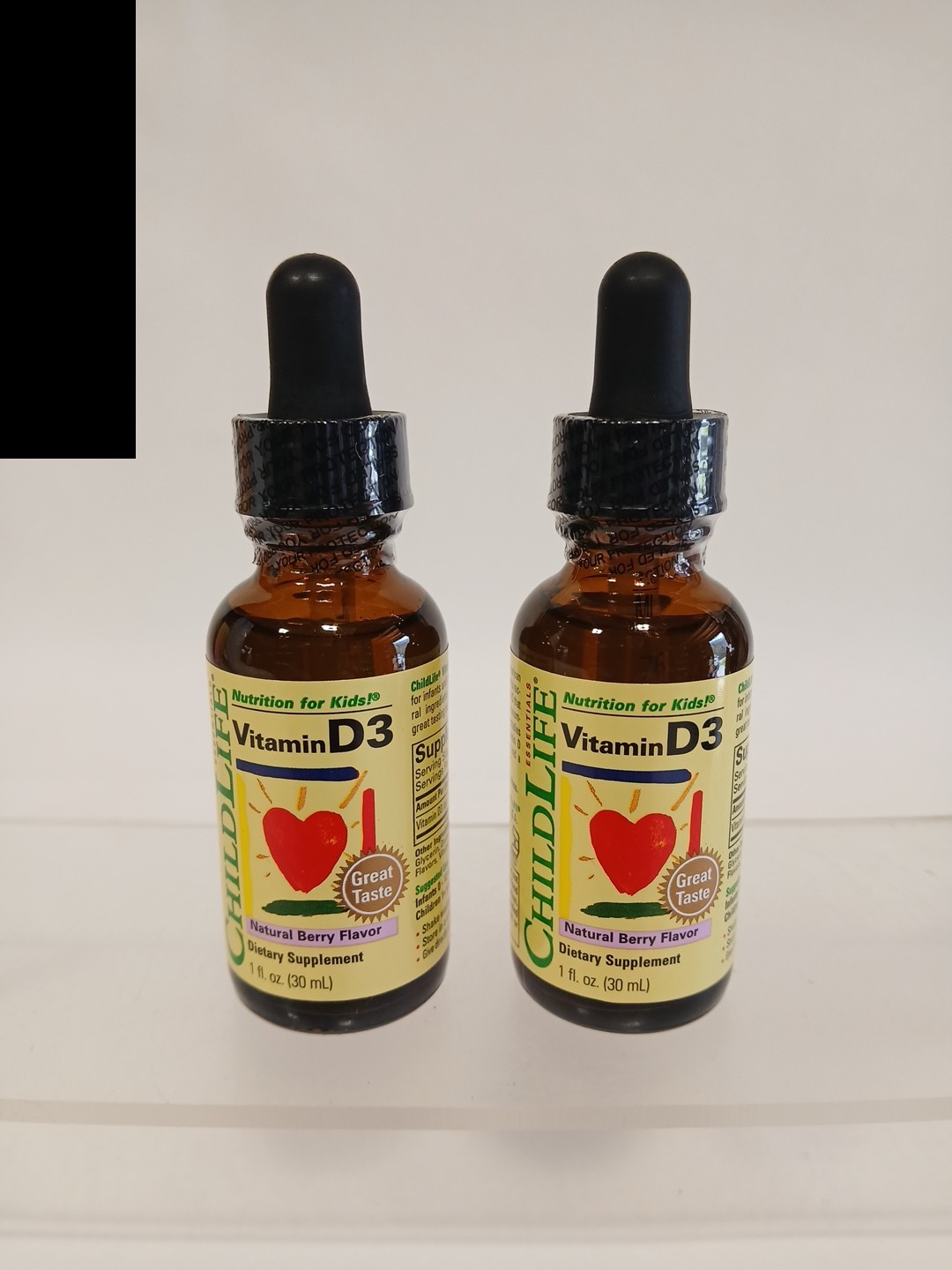 ChildLife Essentials Vitamin D3 Drops 500 IU for Kids 2 Pack Liquid Berry Flavor
