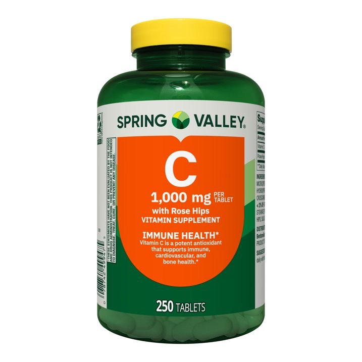 Spring Valley Vitamin C with Rose Hips 1000 mg Tablets 250 Count
