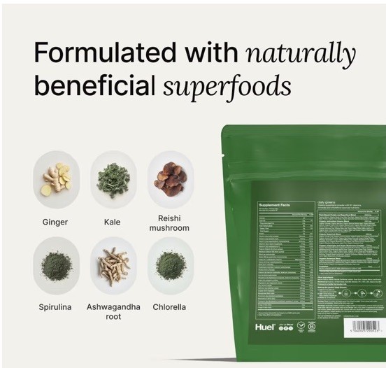 (2) Huel Daily Greens Wholefood Supplement Powder Dairy-Free Original Flavor 9oz