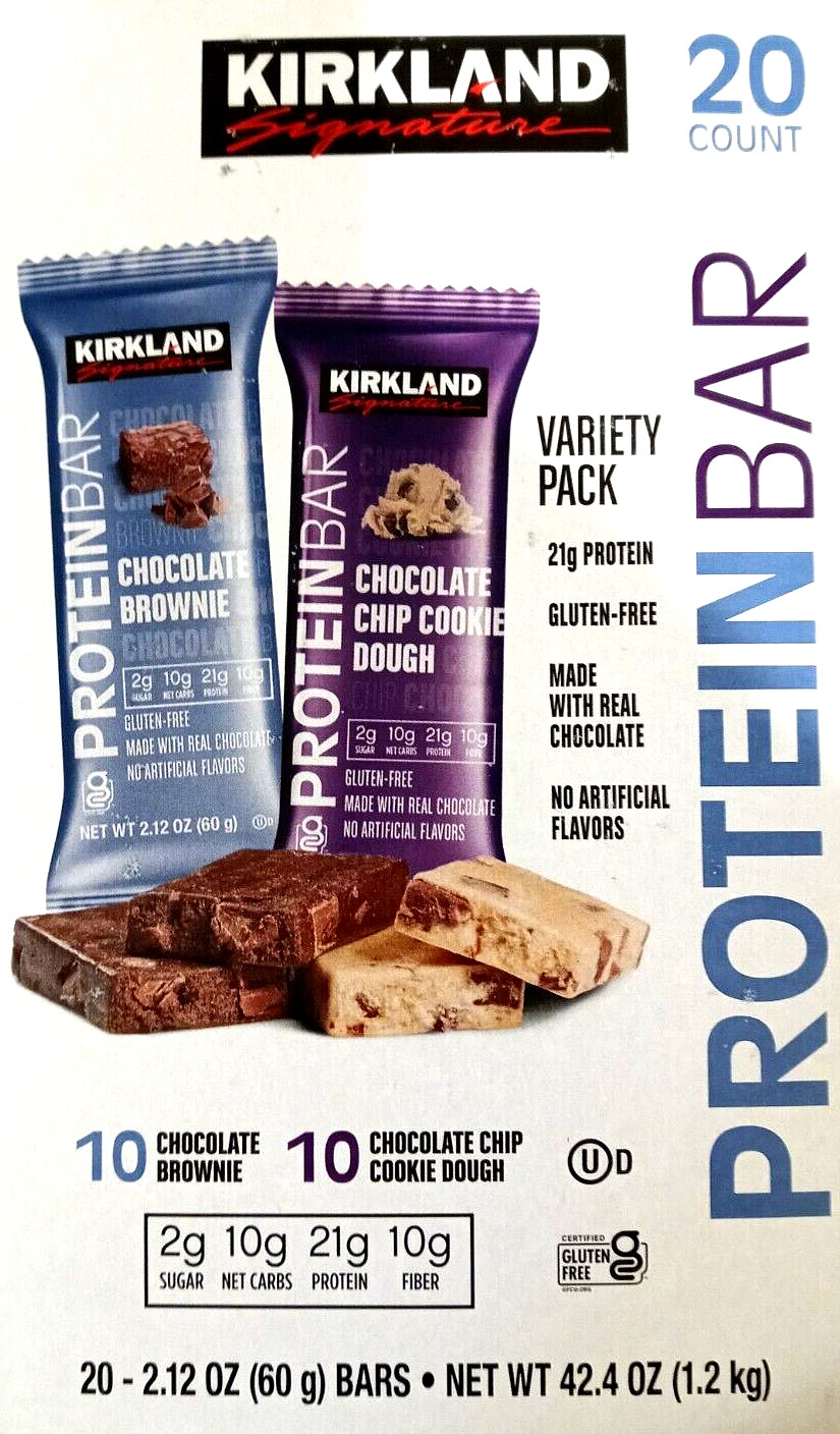 Kirkland Signature Protein Bar Chocolate Brownie & Cookie Dough 20ct EXP 01/2025