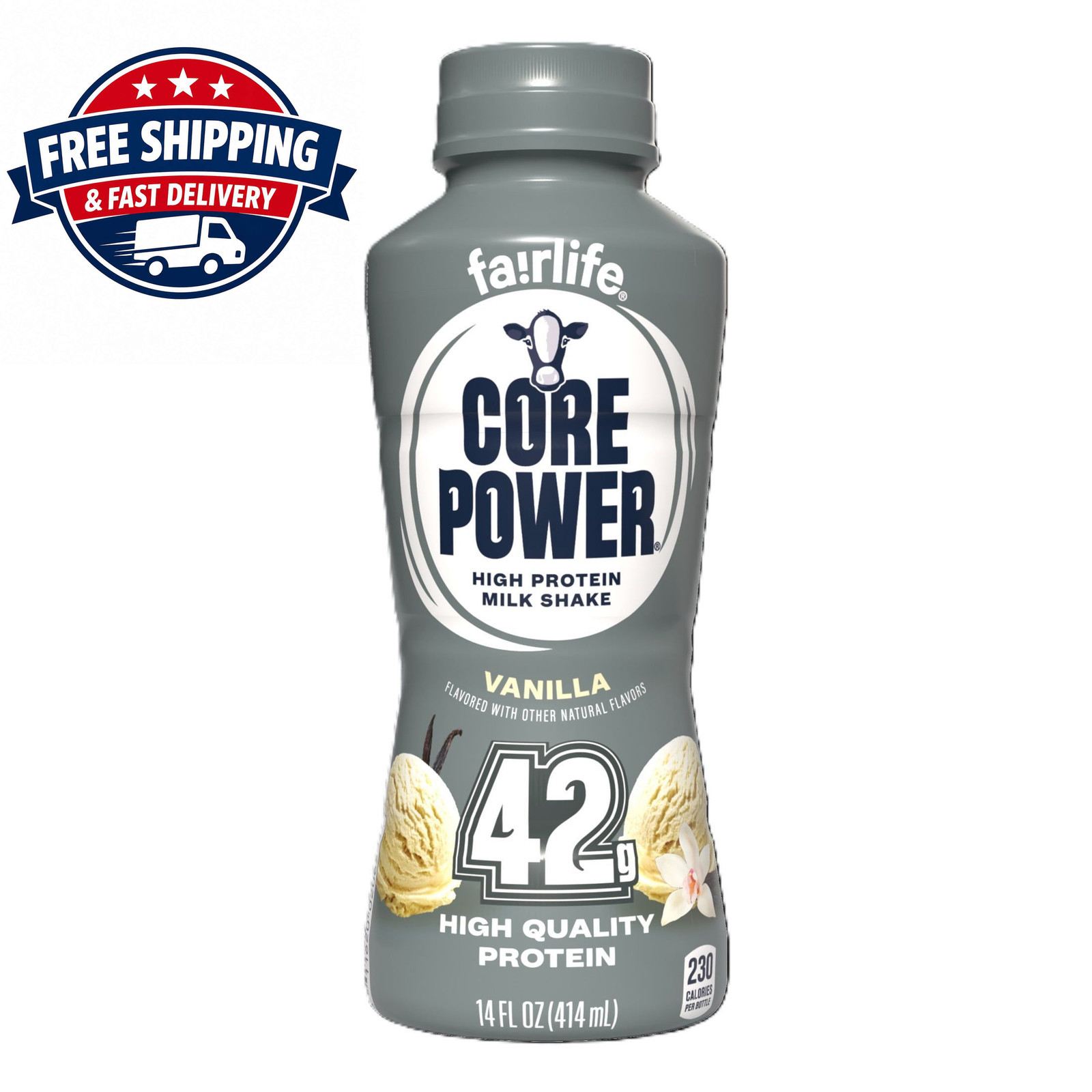 Core Power Elite High Protein Shake, Vanilla, 42g Bottle, 14oz, 12 Pack