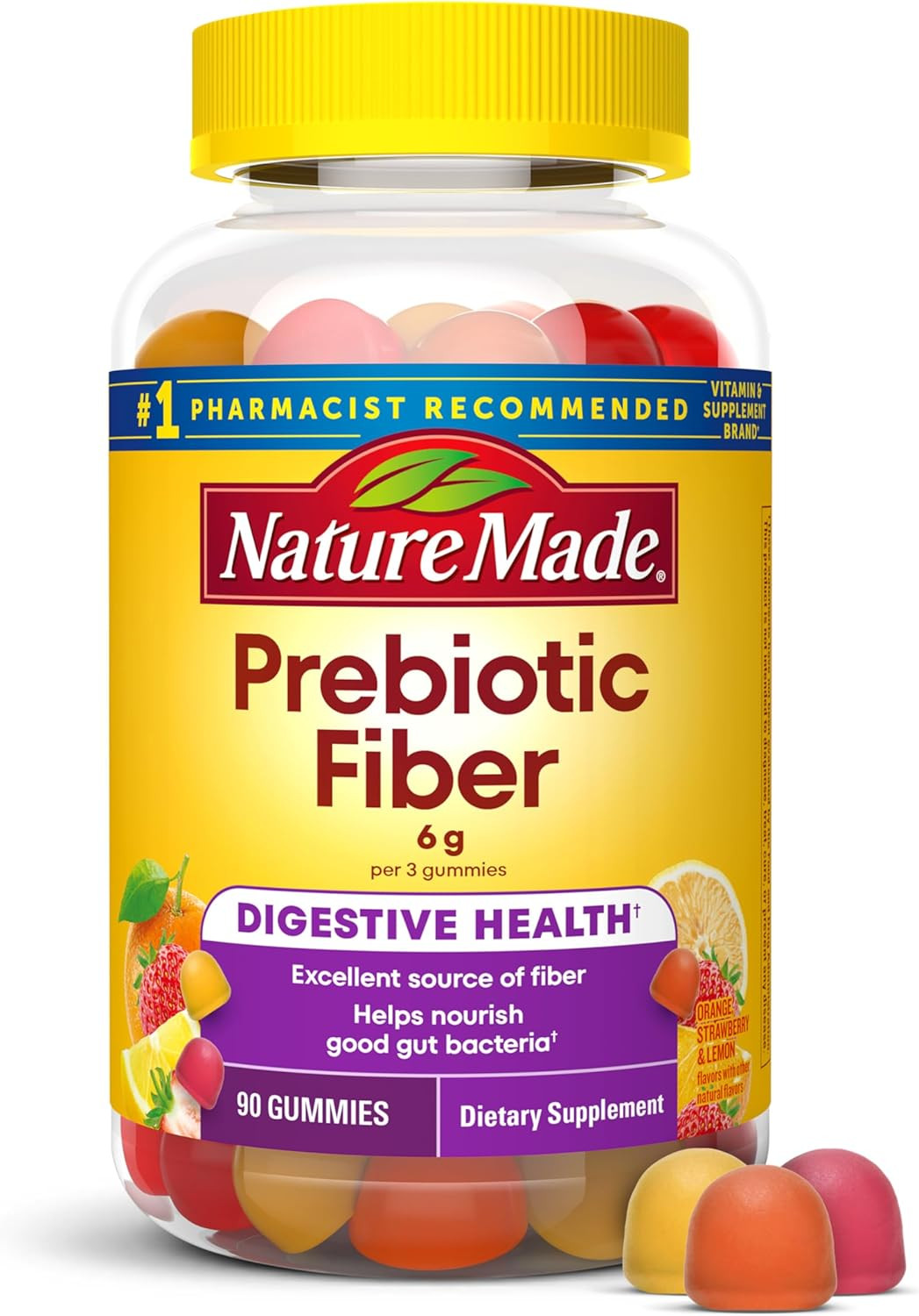 Nature Made Prebiotic Fiber Gummies Digestive System Support Adults Kids 90ct