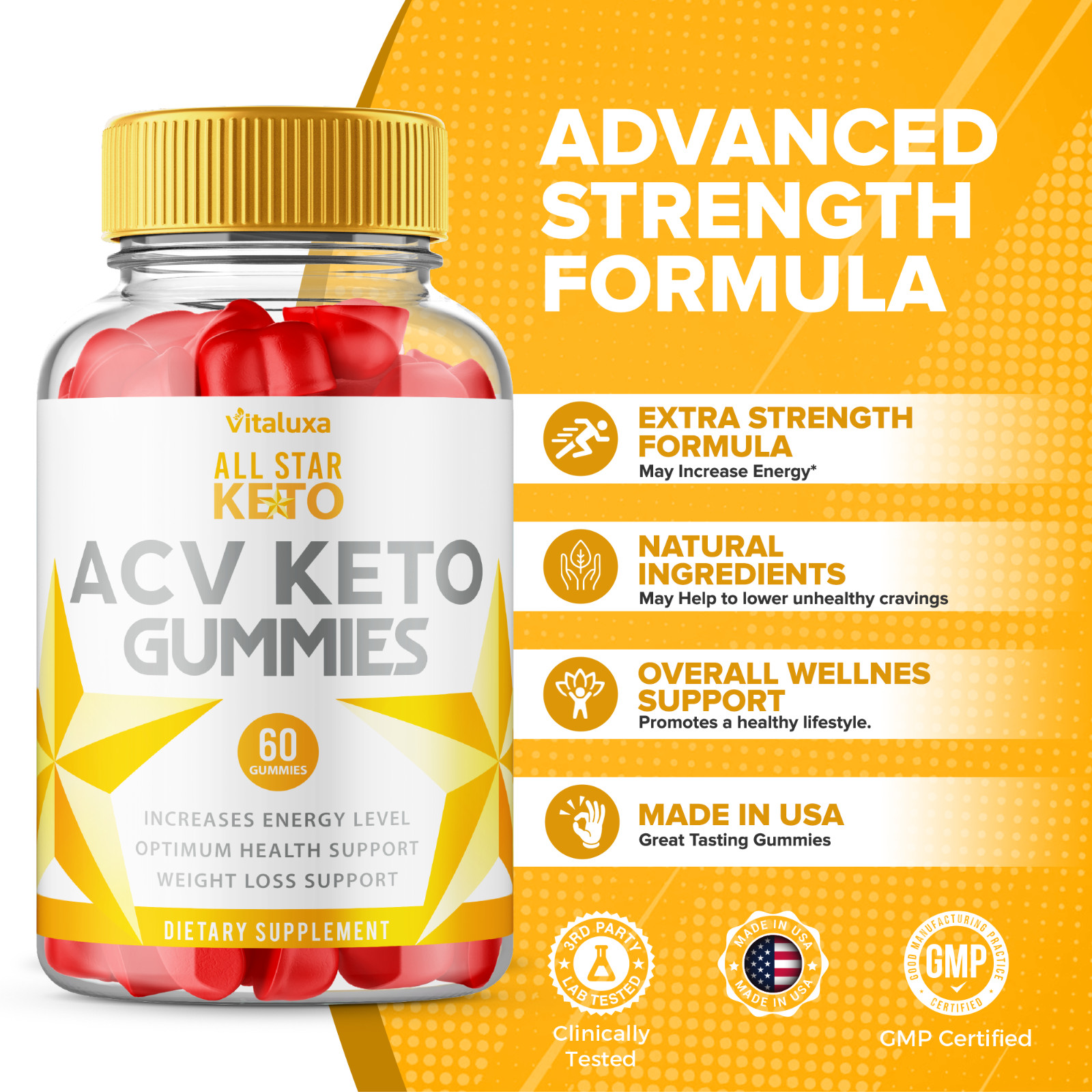 (5 Pack) All Star Keto ACV Gummies, Advanced Supplement Support (300 Capsules)