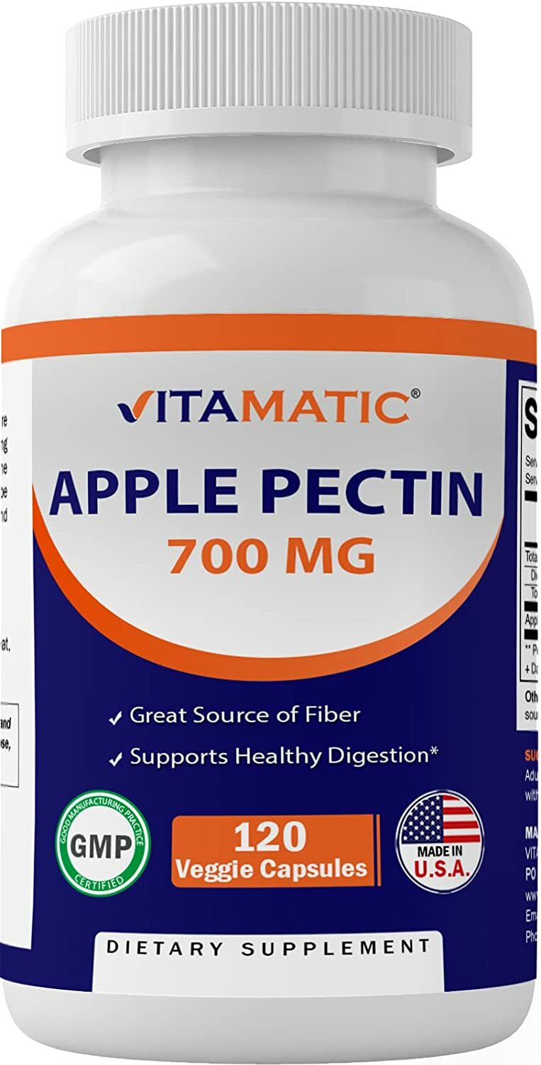 Vitamatic Apple Pectin 700 mg 120 Vegetarian Capsules – Dietary Fiber