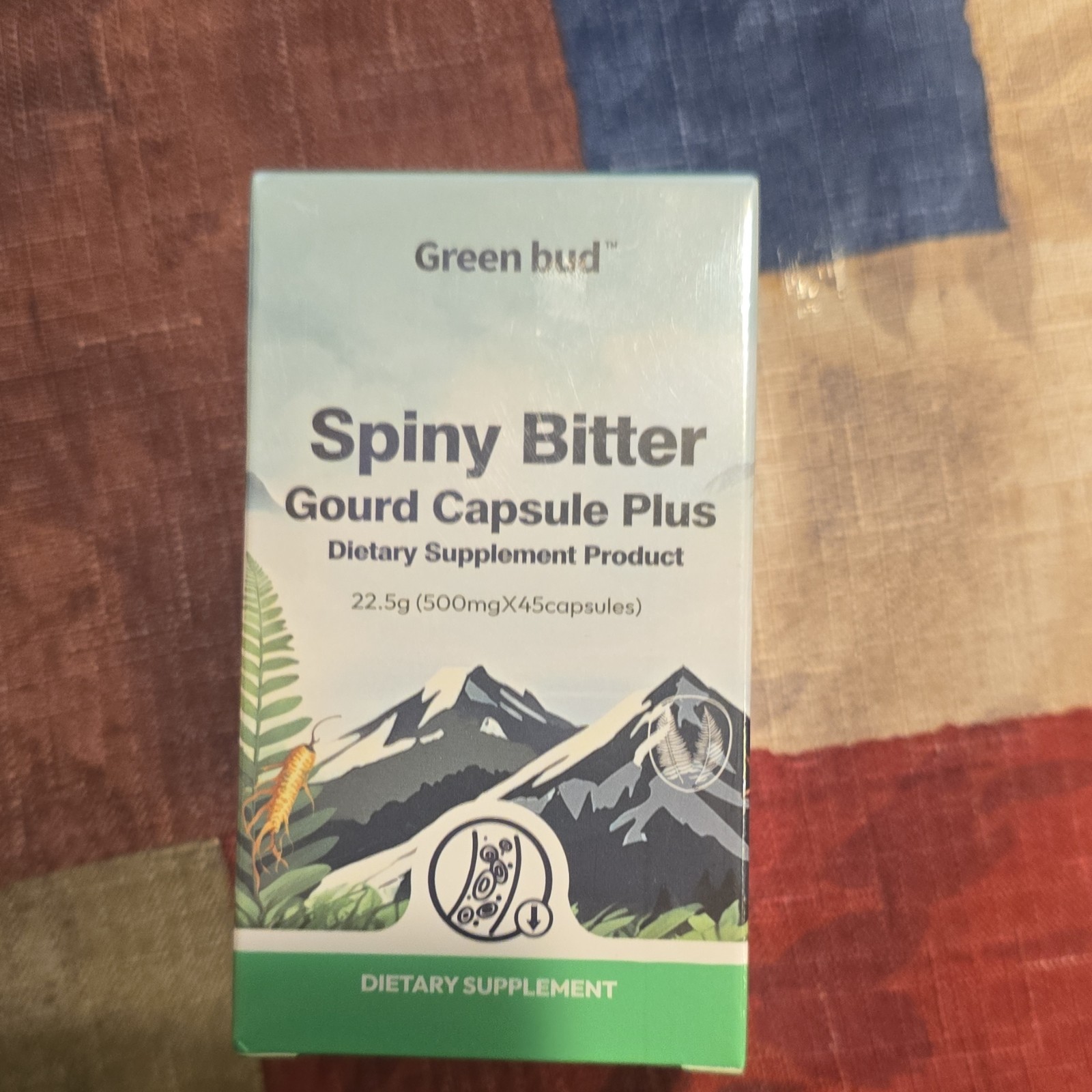 Green bud Spiny Bitter Gourd Capsule Plus 500mg Cinnamon Ginseng 45 Ct