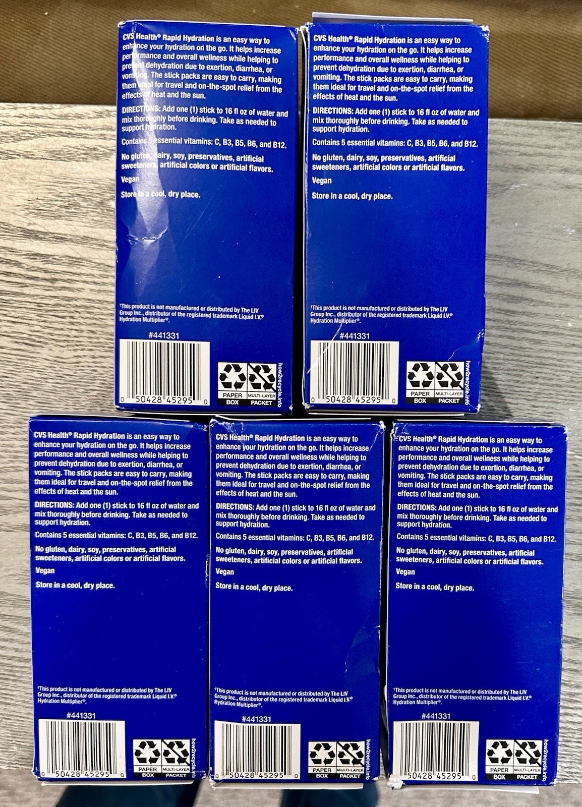 5 BOXES CVS Rapid Hydration Electrolyte Drink Mix 10 Stick Pack NEW! 5.64 Oz