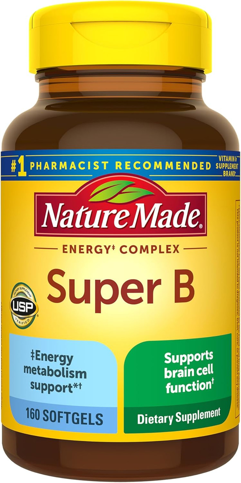 Nature Made Super B Complex Energy Metabolism Support Vitamins Bulk 160 Softgels