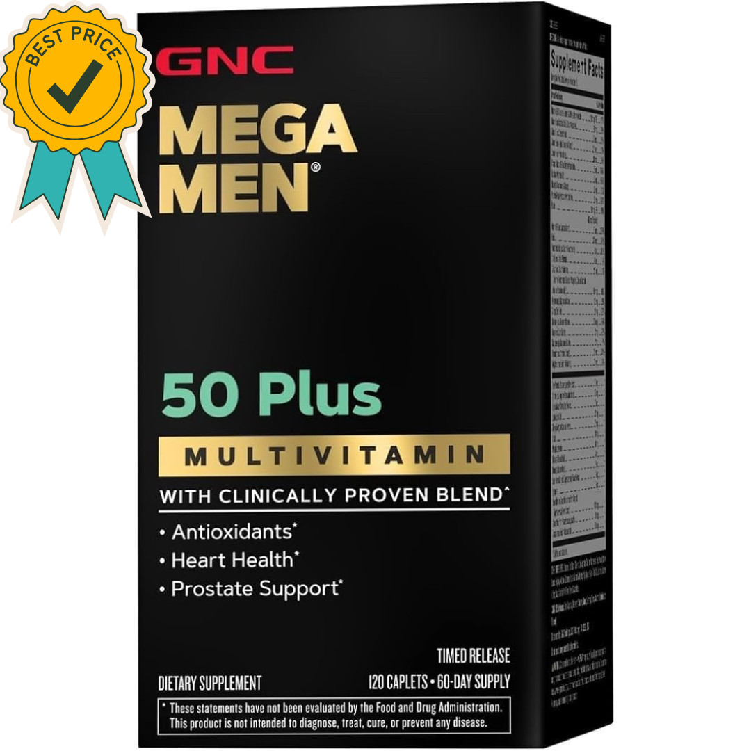 1xGNC Mega Men 50 Plus Multivitamin for Men, Gluten Free, 120 Count
