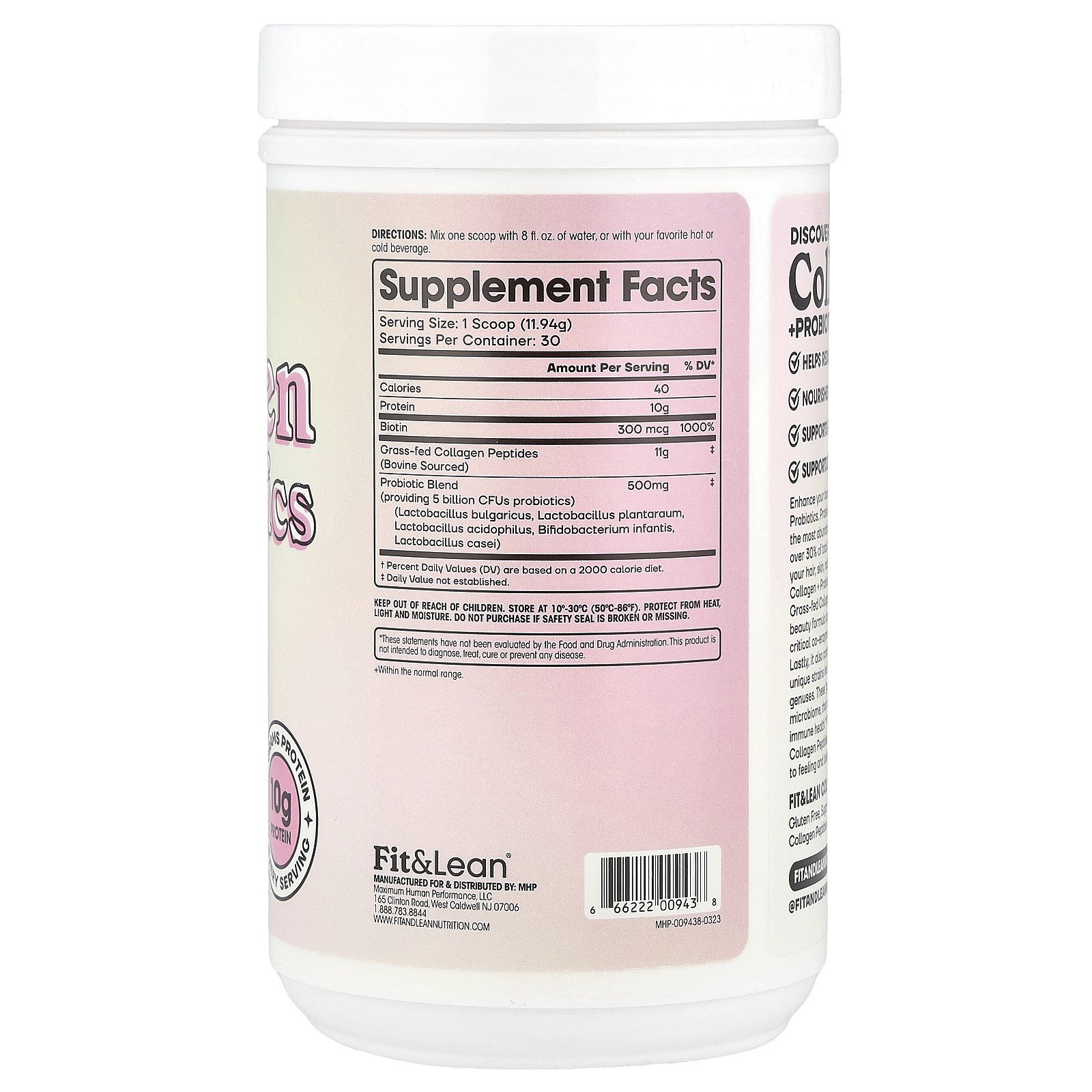 Collagen + Probiotics, Unflavored, 12.64 oz (358.2 g)