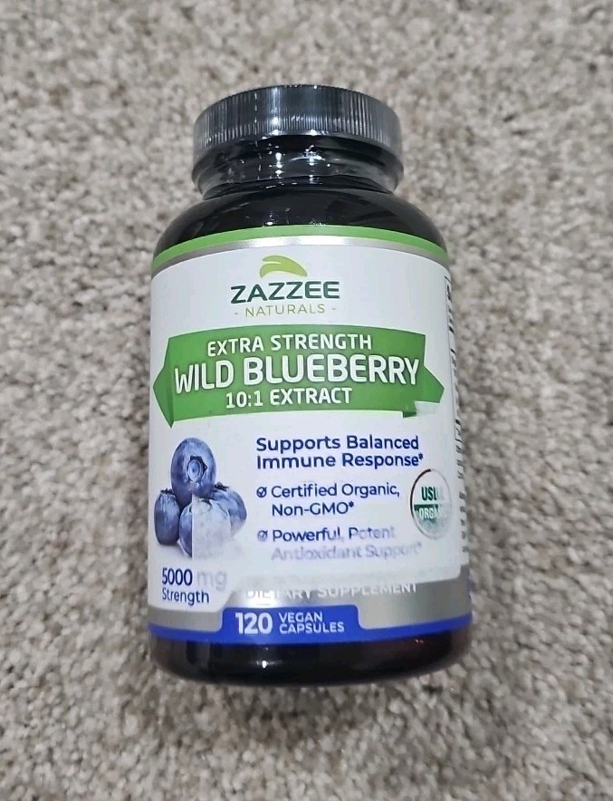 Zazzee USDA Organic Wild Blueberry 101 Extract 5000 mg Strength 120 Vegan Cap…