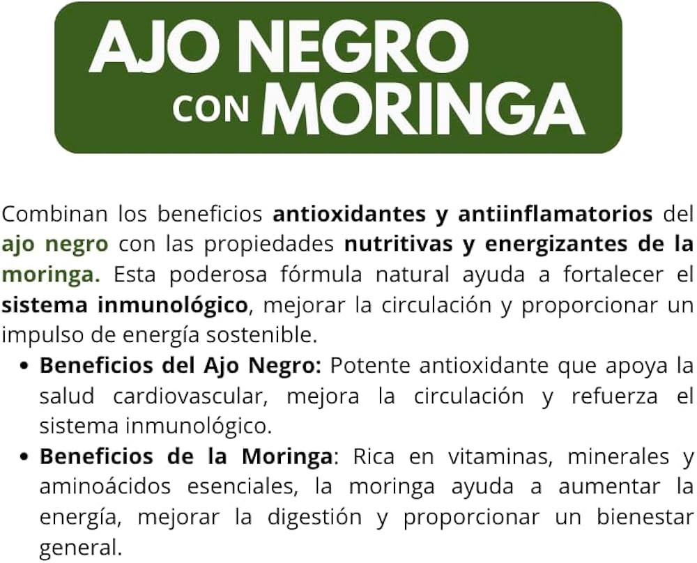 Ajo Negro con Moringa 60 Tabletas 500mg