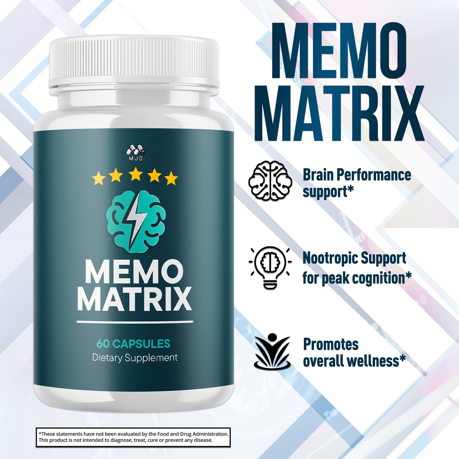 (5 Pack) Memo Matrix Advanced Brain Max Support Supplement MemoMatrix 300 Caps