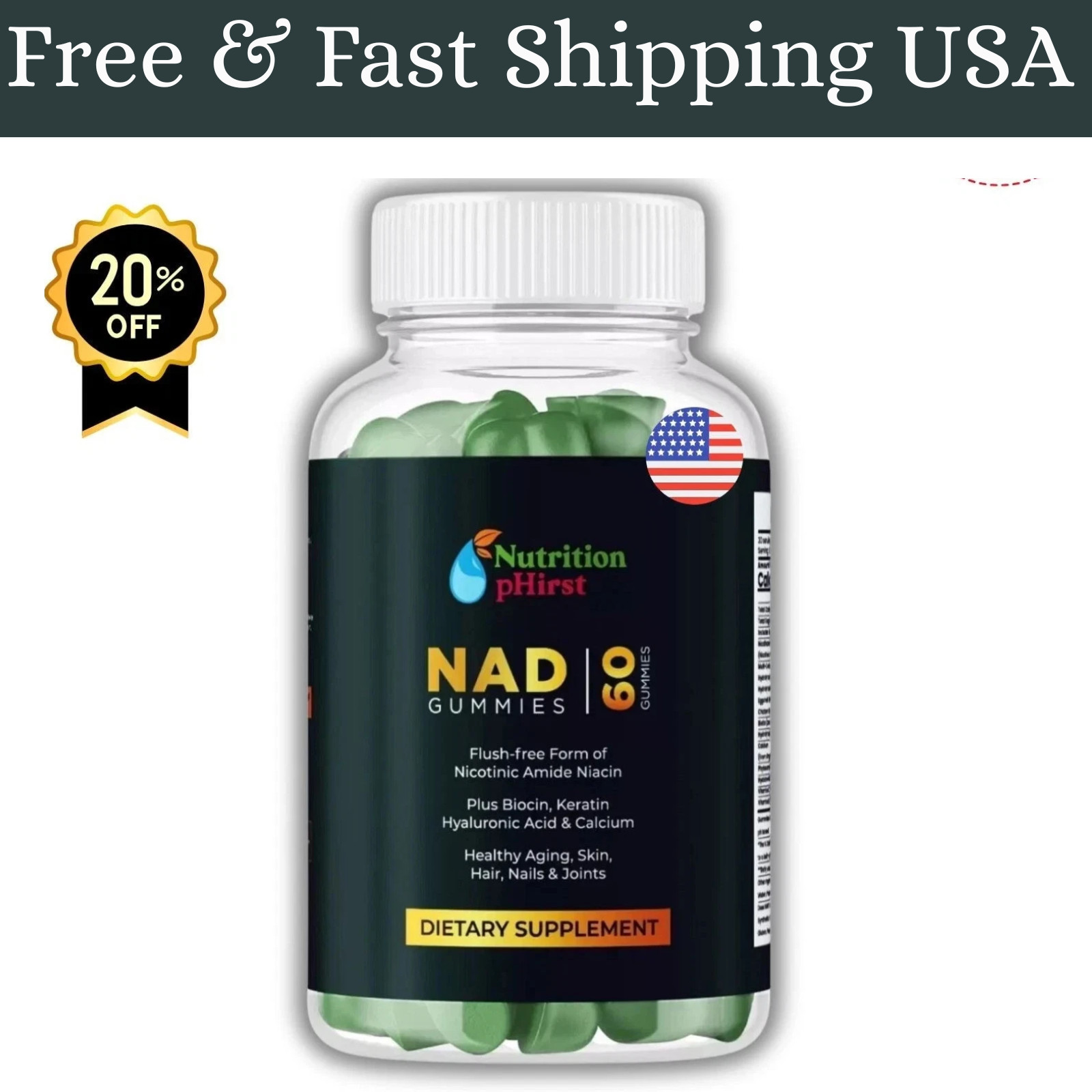 NAD+ Supplement for Anti-Aging Energy Focus & Nicotinamide Riboside Gummies US