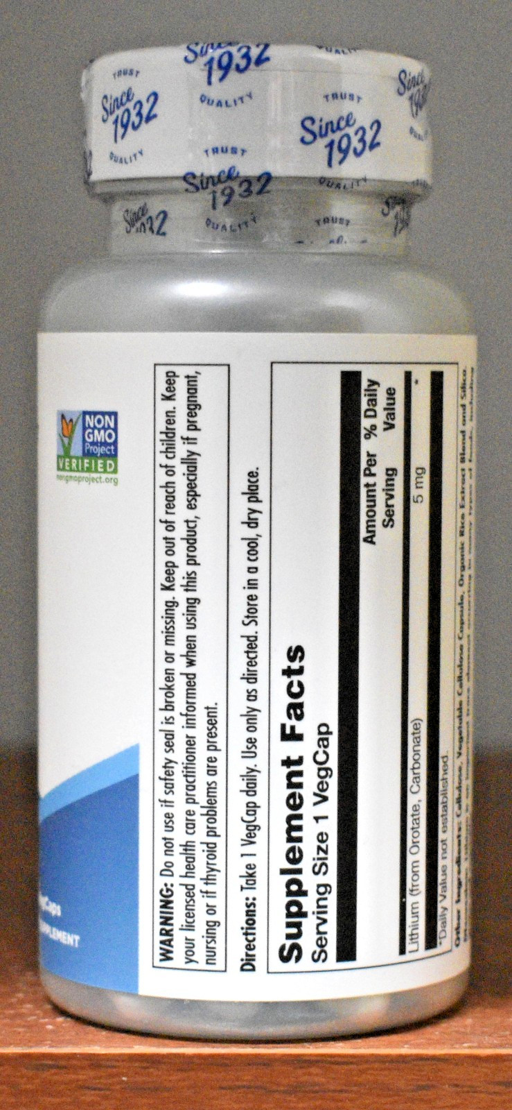 KAL Lithium Orotate 5 mg 60 Capsules General Wellness Support 5mg 60 VegCaps