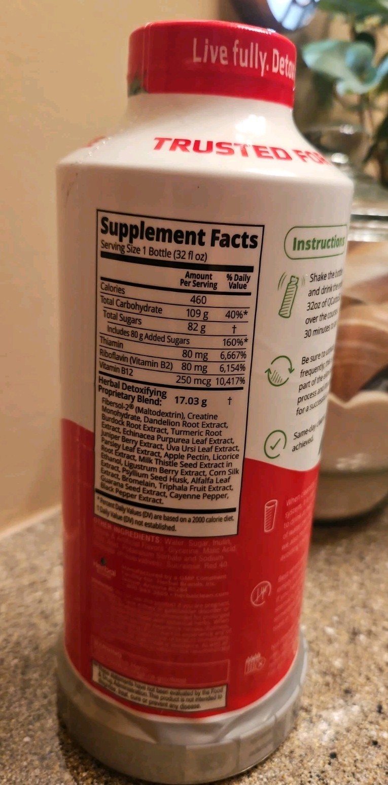 Herbal Clean QCarbo32 Same-Day Maximum Detox Supplement 32oz Tropical 10/26