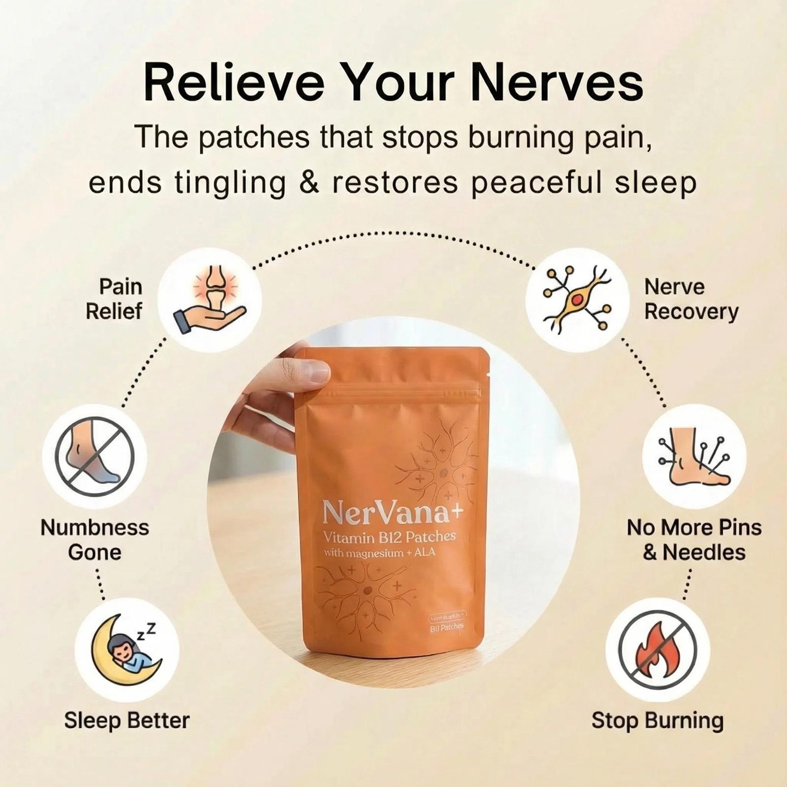 NerVana+Vitamin B12 Nerve Patch features Magnesium+ALA, 30 Patches