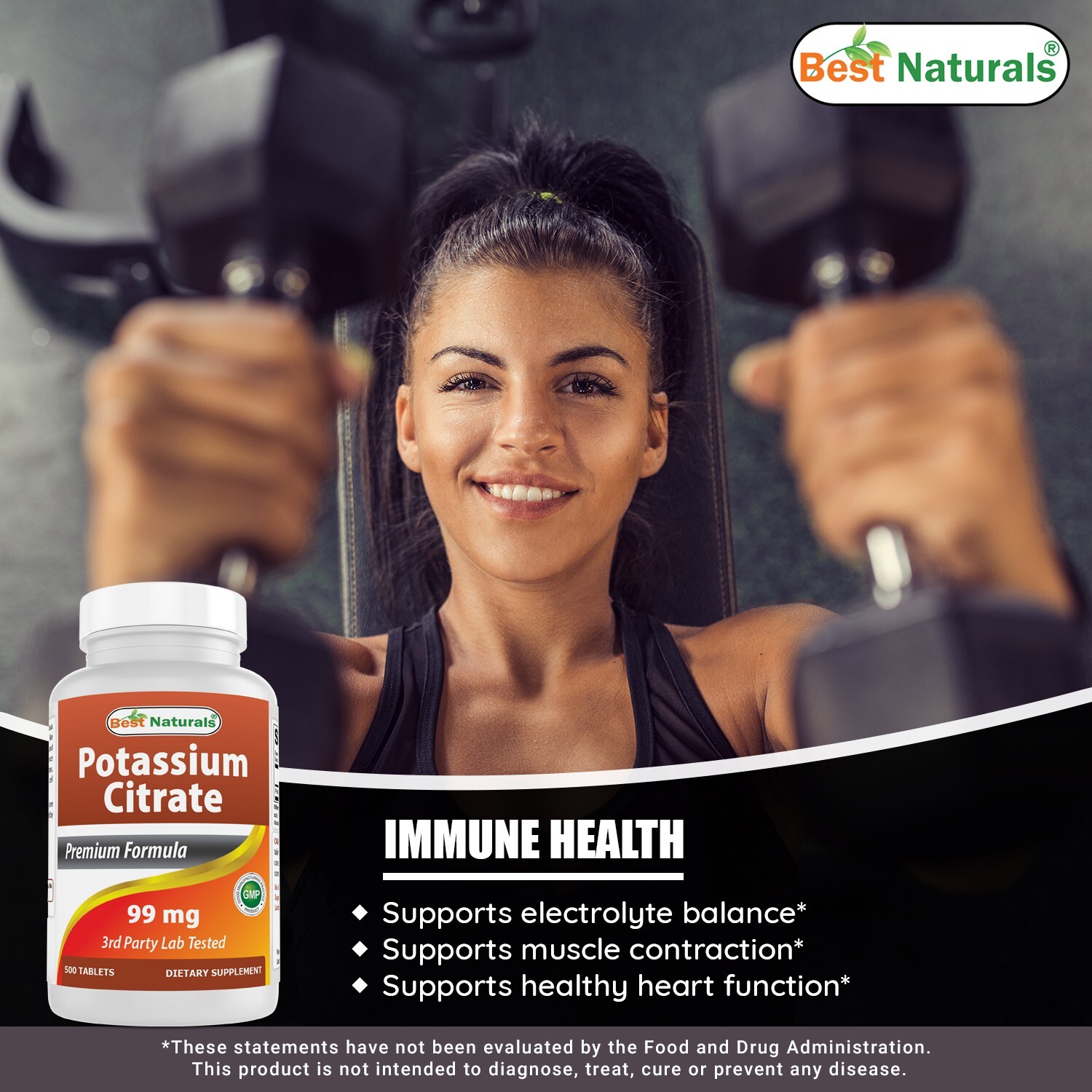 3 Pack Best Naturals Potassium Citrate 99 mg 500 Tablets