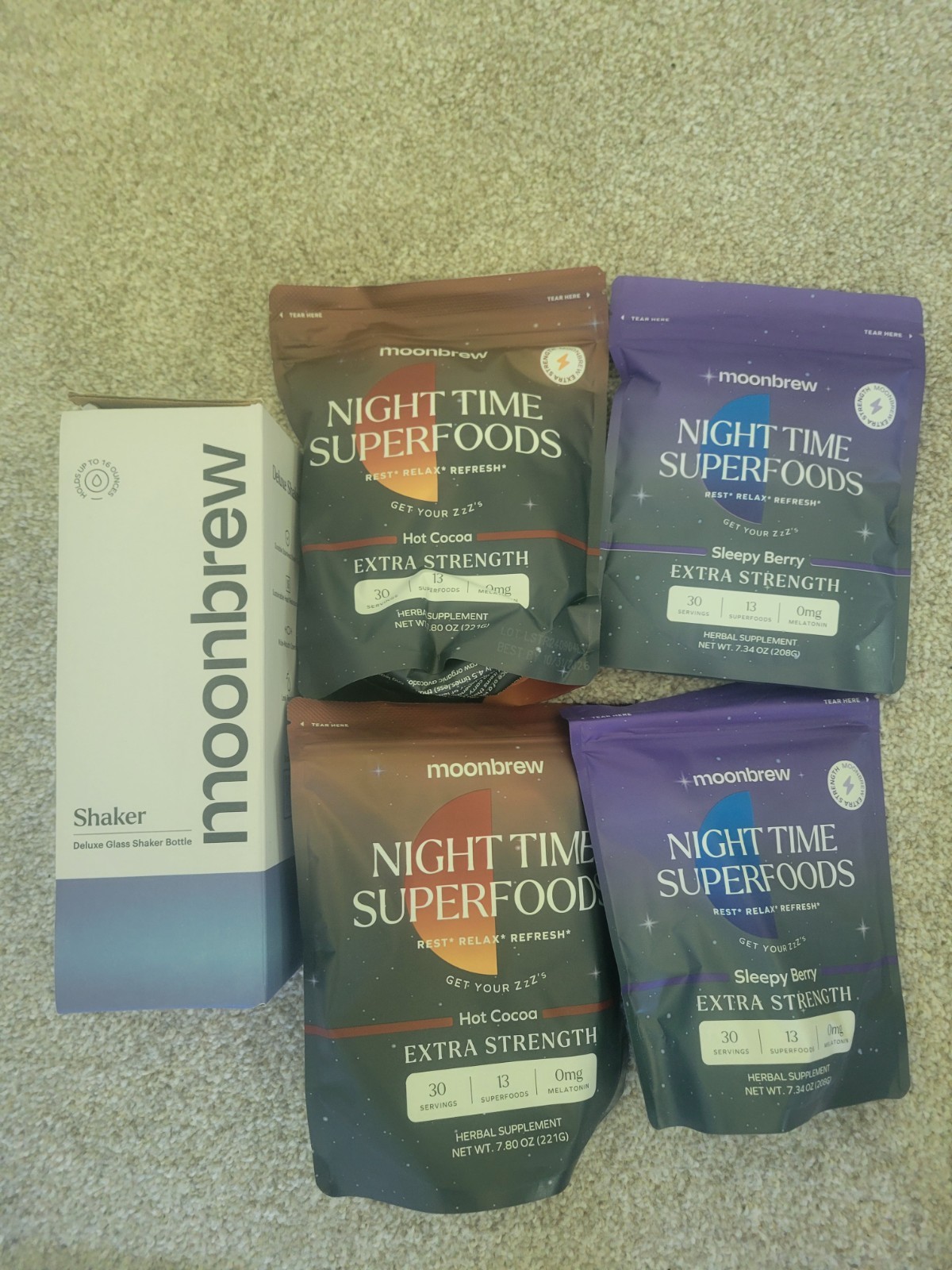Moonbrew Extra Strength Sleep Support with Glass Shaker.