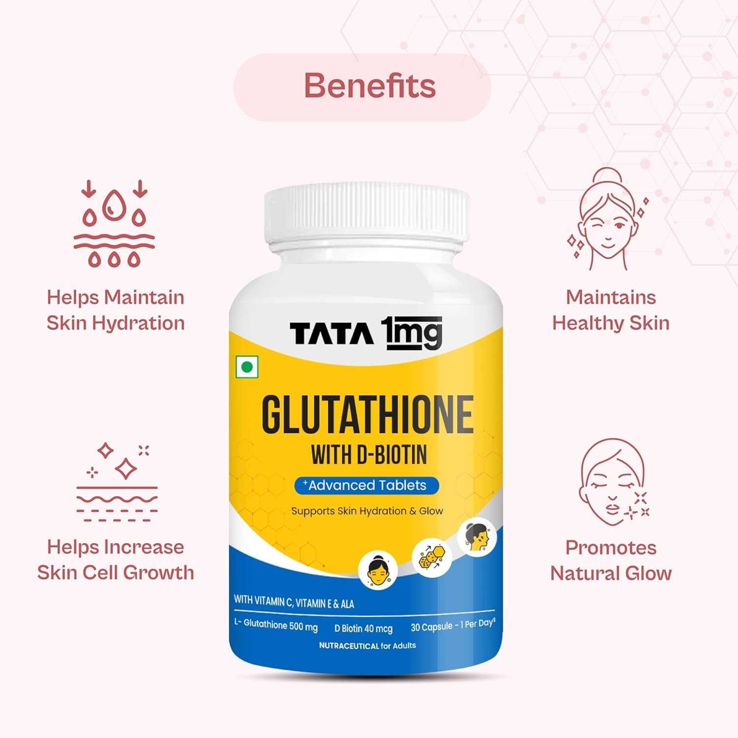 L Glutathione Advanced Capsule with Vitamin C,E, Biotin & Grape Seed Extract