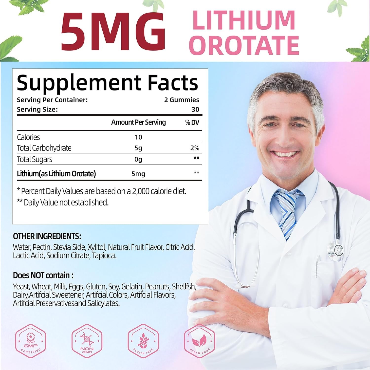 SUGAWITA Lithium Orotate 5mg Gummies | Plant-Powered Bioavailable Chewable