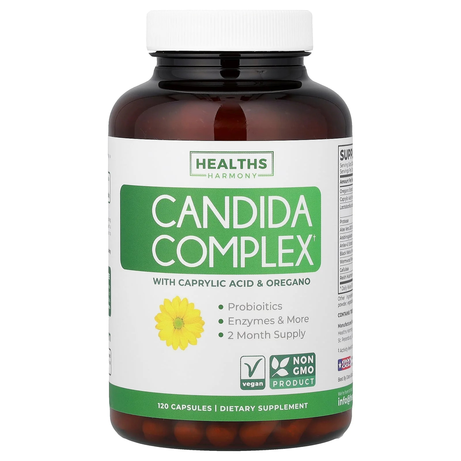 2 X Healths Harmony, Candida Complex, 120 Capsules