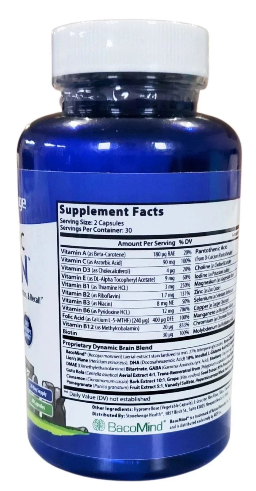 Dynamic Brain Supplement 180 Capsules Memory Focus Support 3 Pack