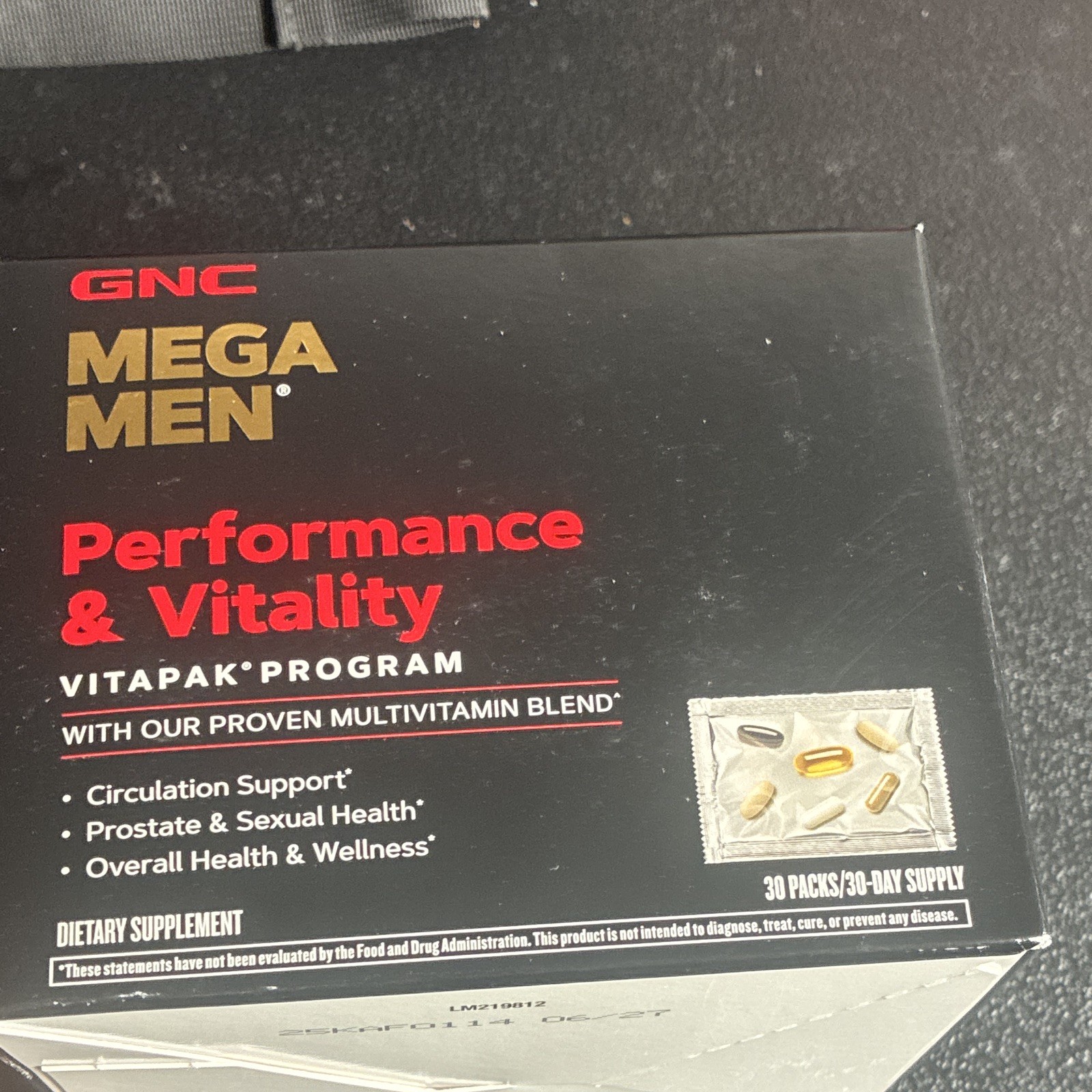 GNC Mega Men Vitapak Performance & Vitality Multivitamin GF 30 Pack (06/27)