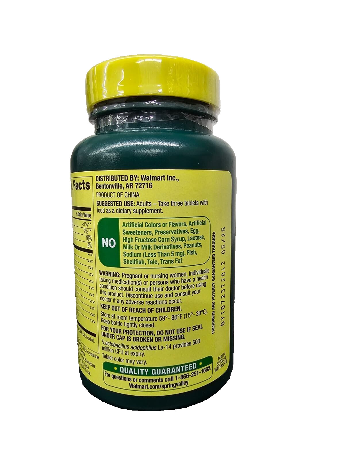 Spring Valley Probiotic Multi-Enzyme Digestive Formula Tablets – 200 Count