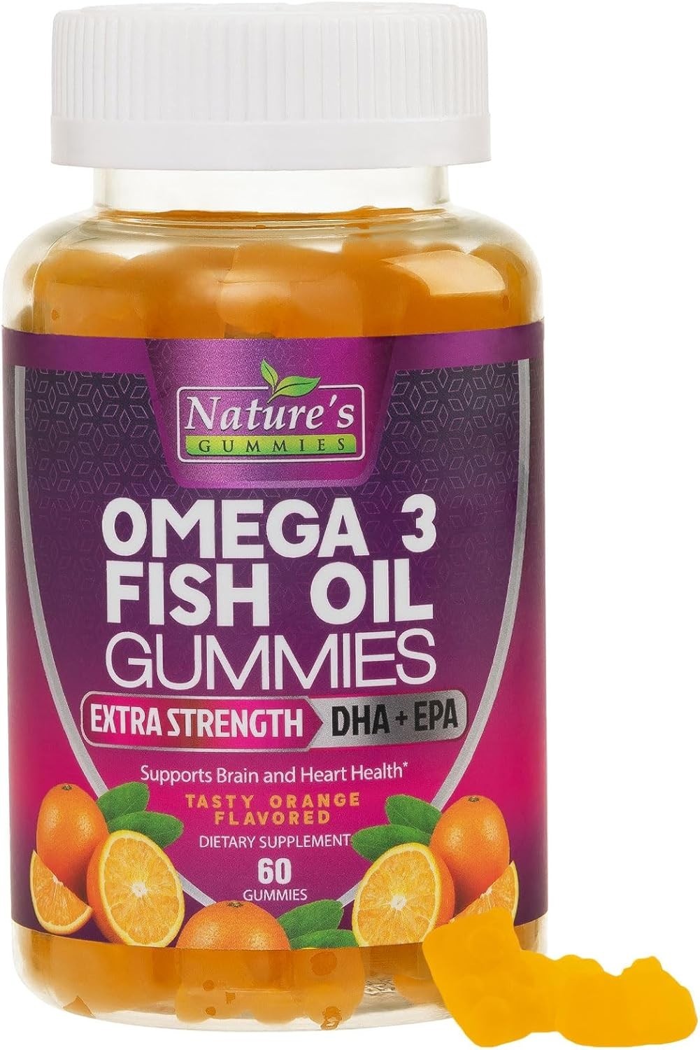 Omega 3 Fish Oil Gummies, Heart Healthy Omega 3 Gummy Supplement DHA & EPA Extra