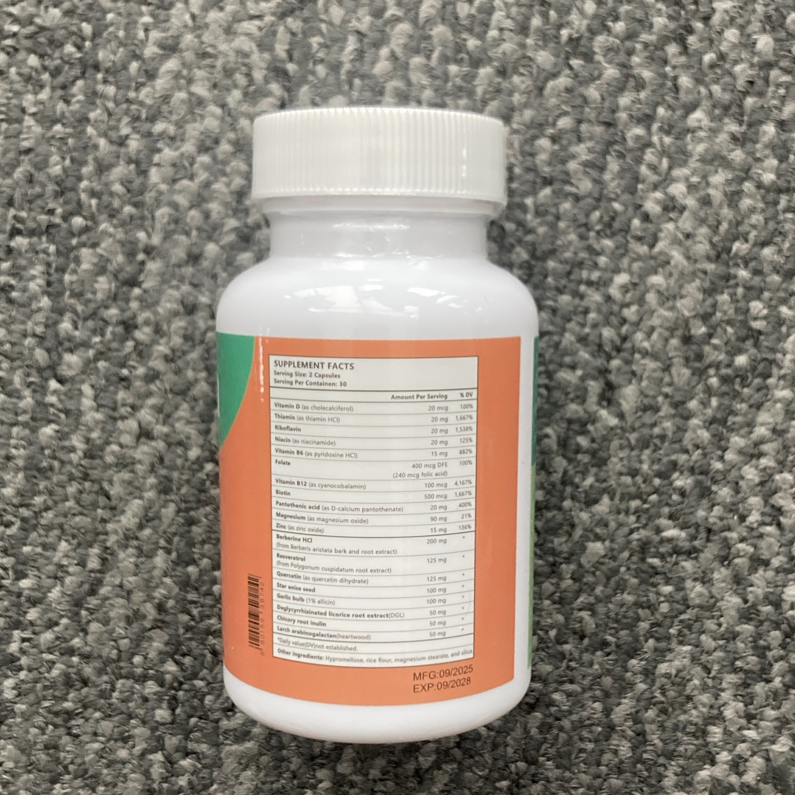 Emma Dietary Supplement Capsules for Bloating & Gas Relief, Vit D+B Complex, 60