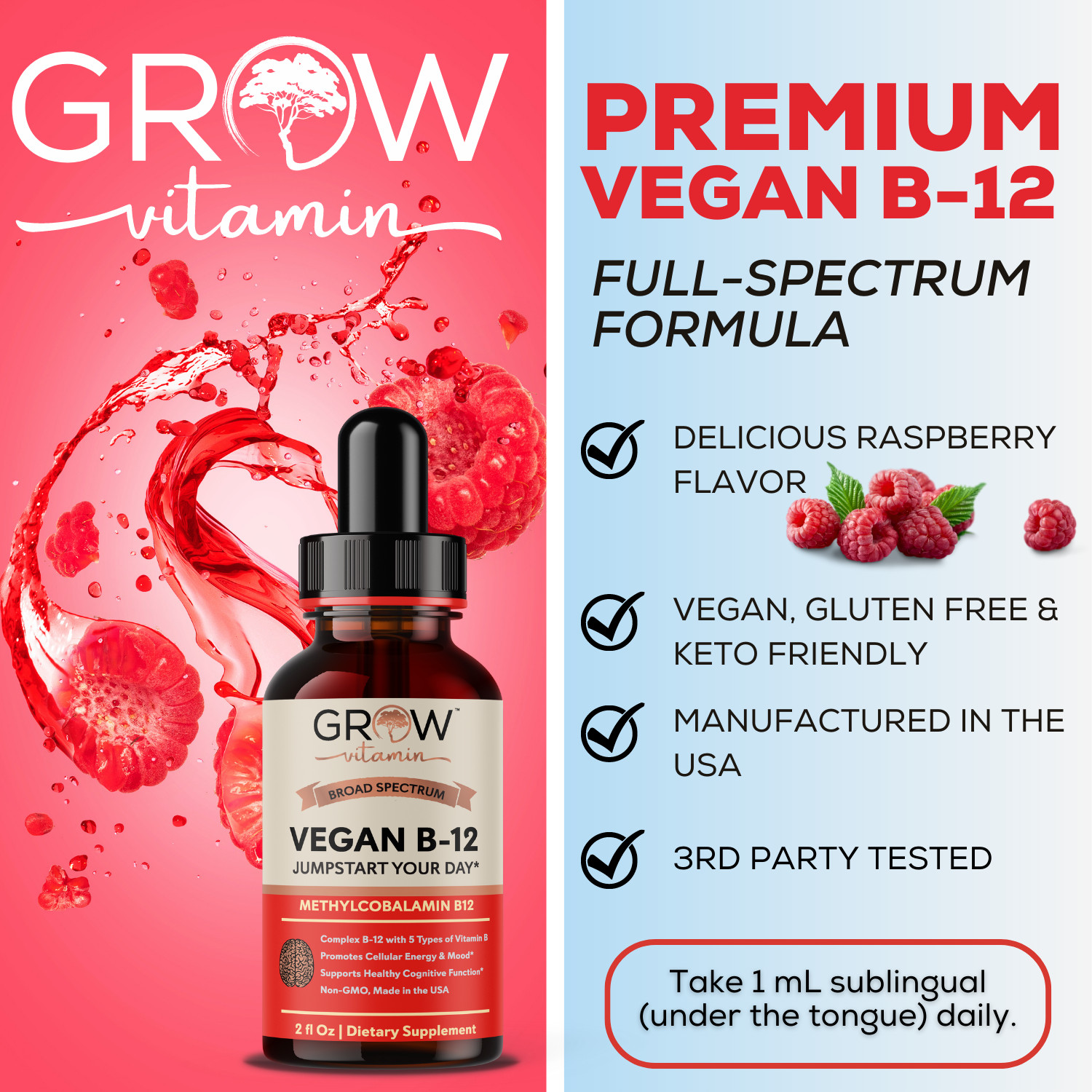 Extra Strength 5000mcg Vitamin B12 Sublingual Liquid Drops Methylcobalamin B 12