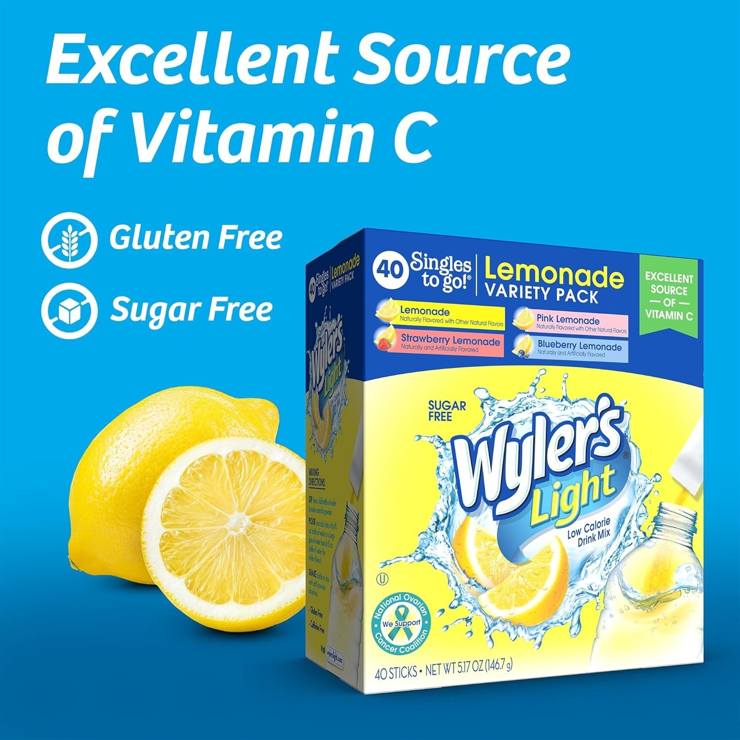 On-the-Go Lemonade Singles – 40 Count Variety Pack for Healthy Hydration