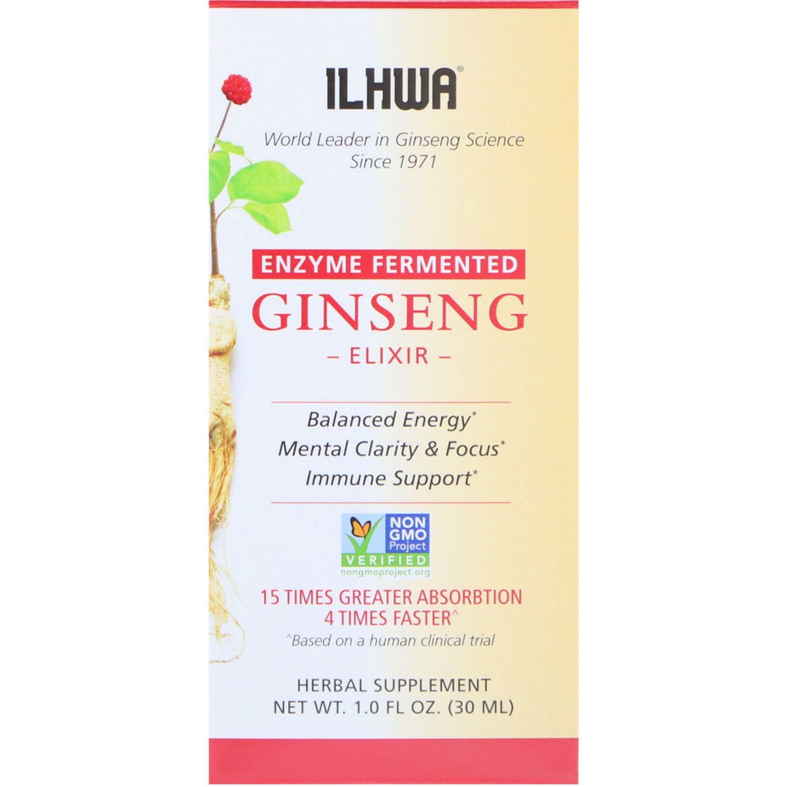 Ilhwa Ginseng- Elixir- Enzyme Fermented- 1.0 fl oz (30 ml)
