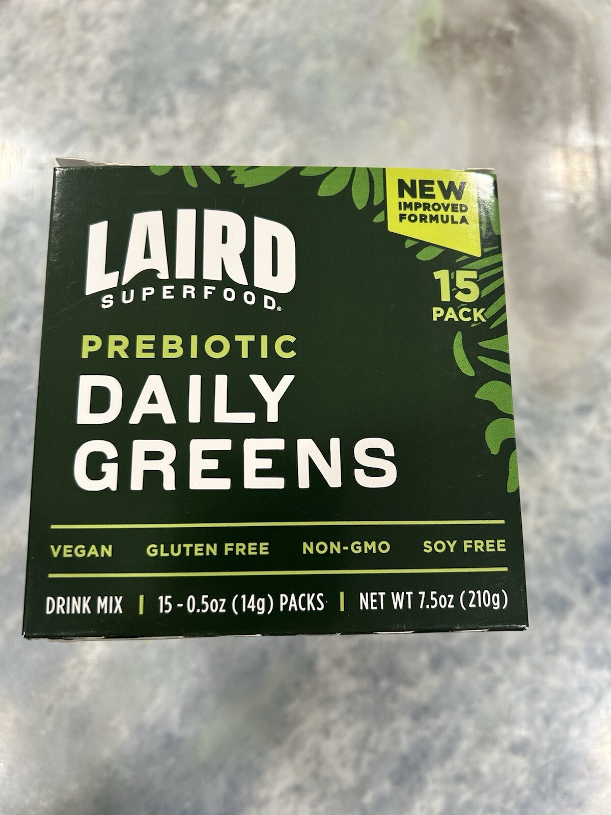 Laird Superfood – Daily Greens Prebiotic 15 Count of 0.5 Oz Pks. Total of 7.5 Oz