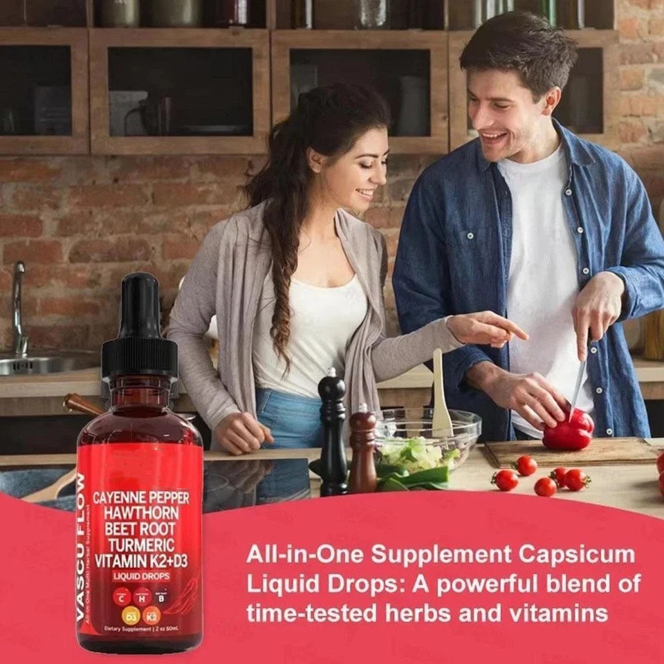 3/2Pack Cayenne Pepper Hawthorn Beet Root Turmeric Vitamin K2+D3 & Liquid Drops